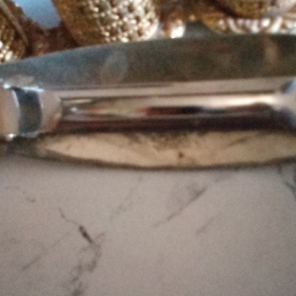 Vintage Alpaca Mexico Black Enamel and Abalone Inlay Barrette - Picture 2 of 6